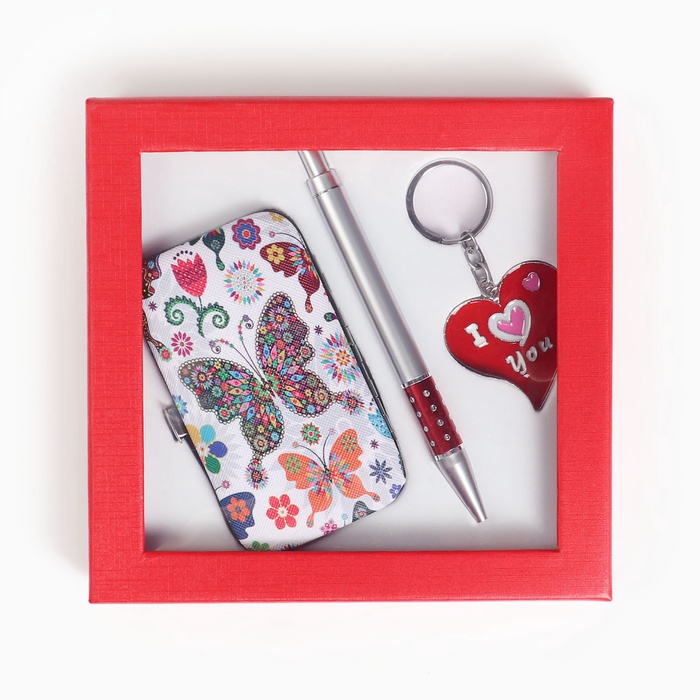 Набор подарочный 3 в 1 (ручка, маникюрный набор, брелок), МИКС
